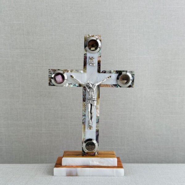 CRUZ DE TIERRA SANTA- CRISTALES CON BASE CHICO