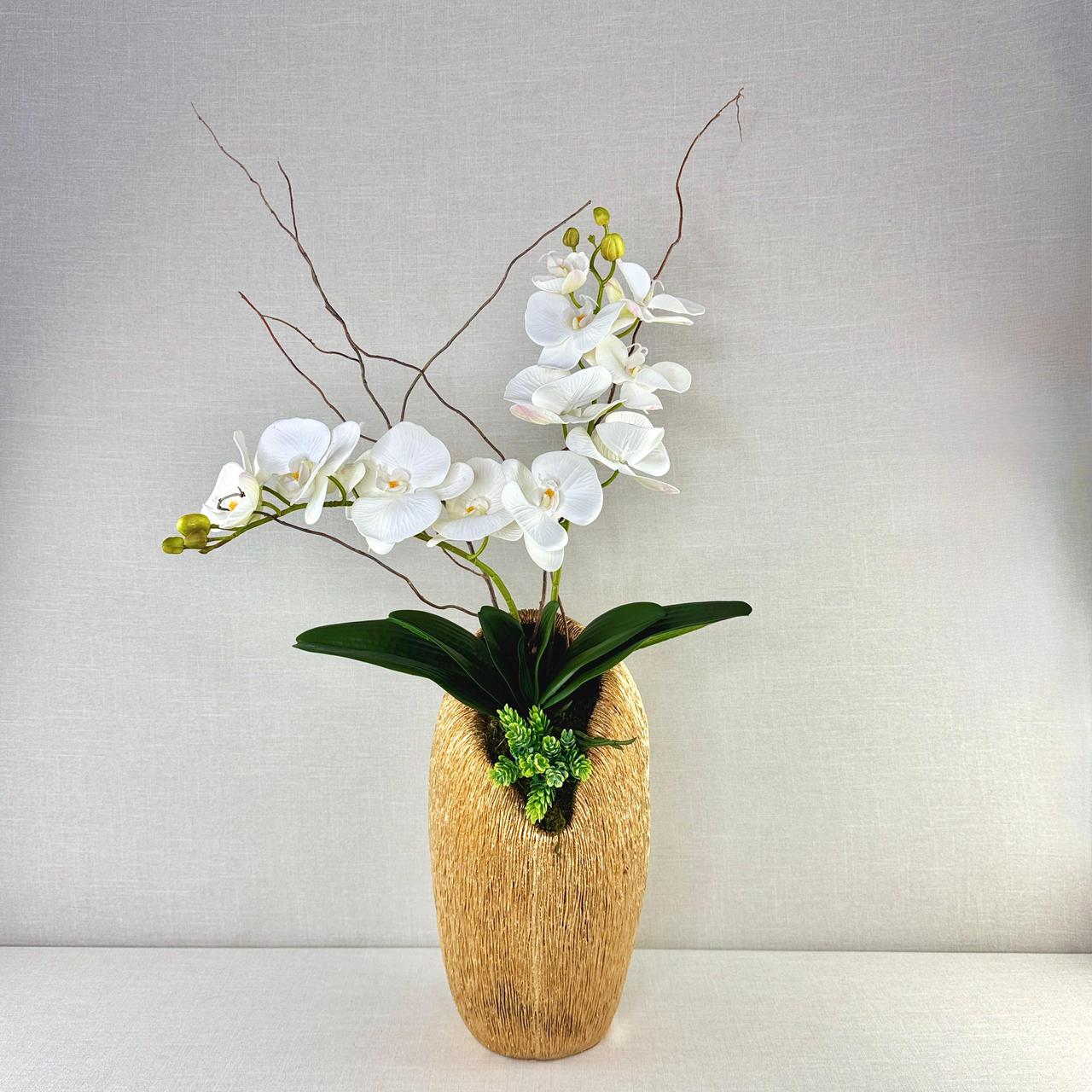 ORQUIDEAS ARTIFICIALES EN MACETA DORADA - Imagen 2