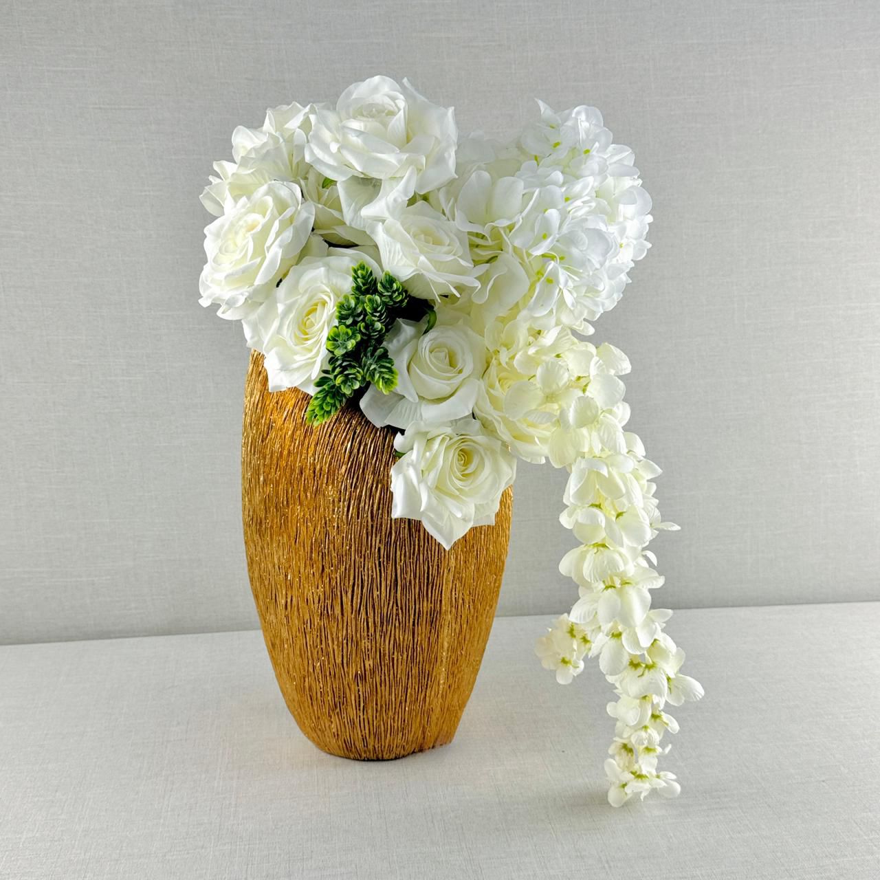 FLORES ARTIFICIALES EN MACETA DORADA - Imagen 3