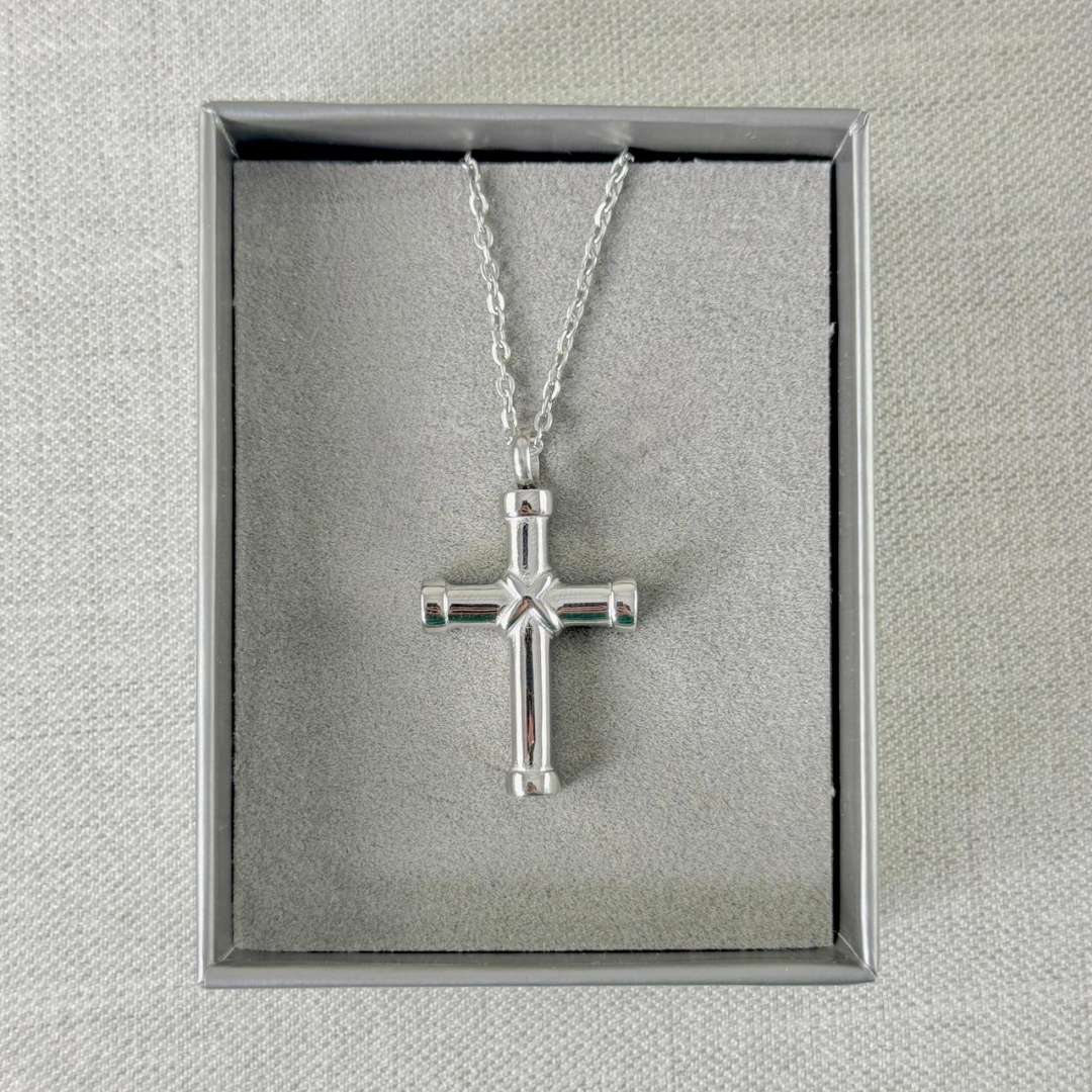 Cruz plata cremación