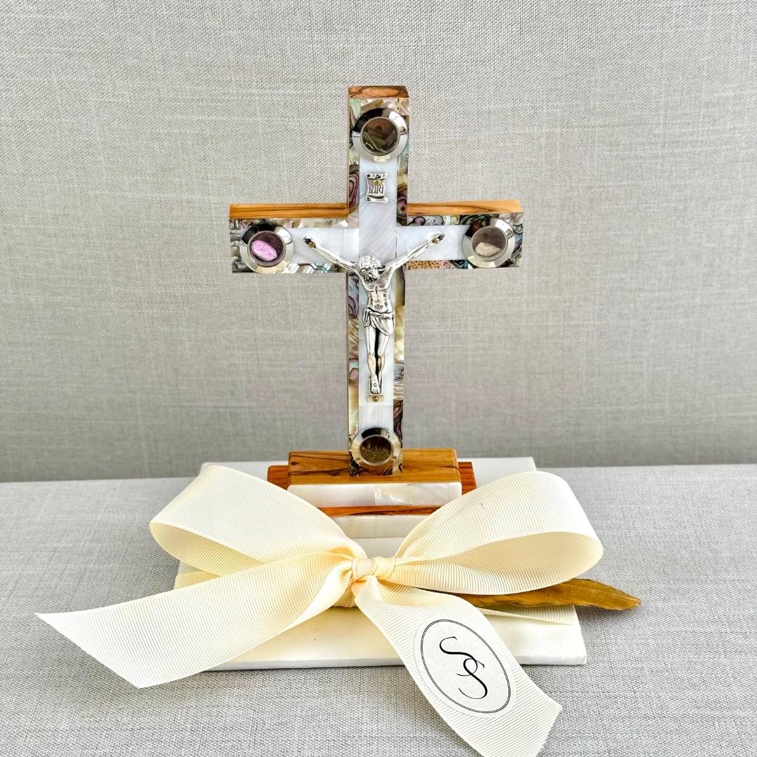 CRUZ DE TIERRA SANTA- CRISTALES CON BASE - Imagen 4